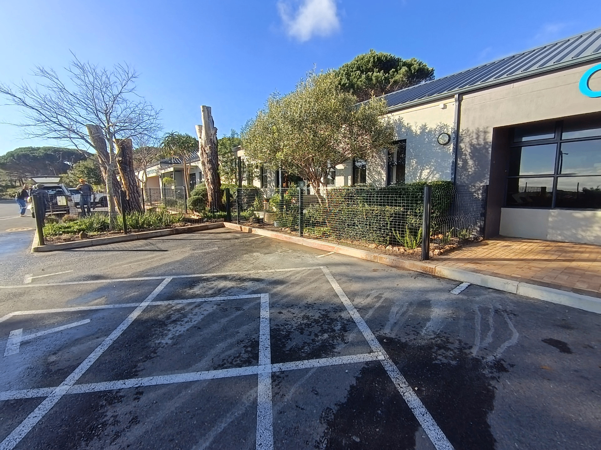 Black Clearview security fence installed at a commercial property